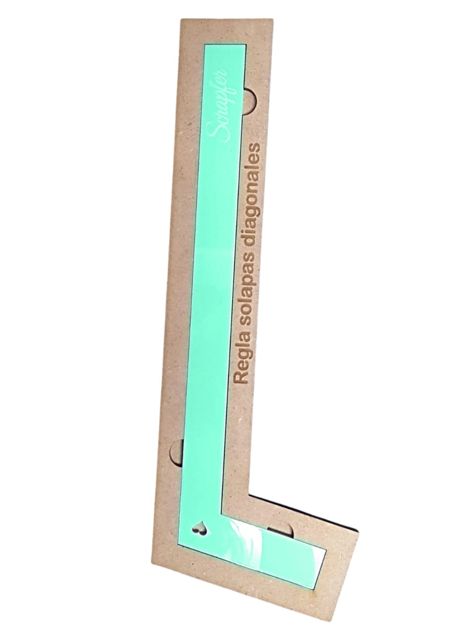 Regla solapas diagonales (color verde menta) con protector MDF