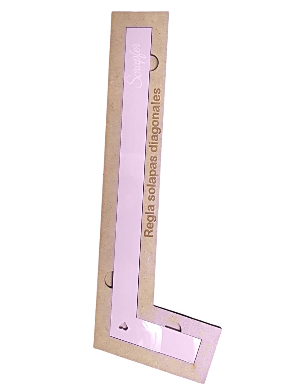 Regla solapas diagonales (color rosa pastel) con protector MDF
