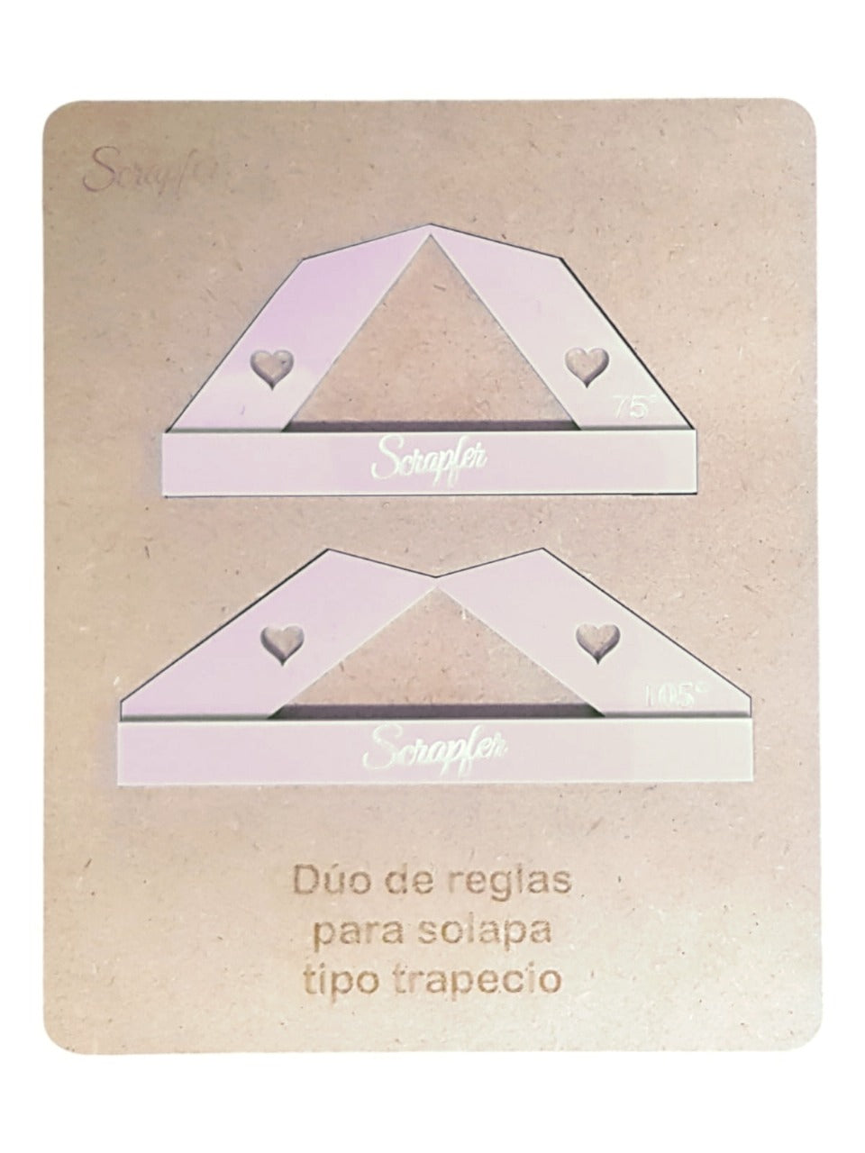 Duo de reglas para solapa tipo TRAPECIO color (ROSA PASTEL) 75° y 105°