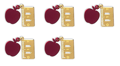 5 Plaquitas duales de regla dorada con manzana