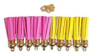 Tassels o motitas de 10 colores 5 amarillo y 5 rosados