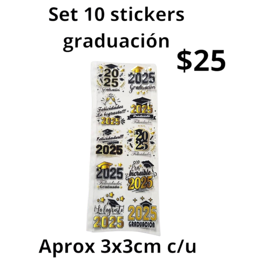 Set de 10 Stickers de graduación DTF