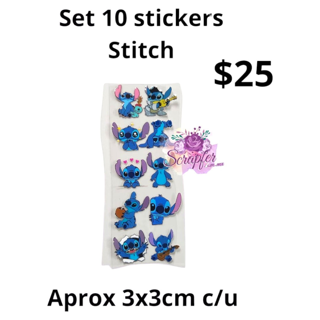 Set de 10 Stickers de Stitch 1 DTF
