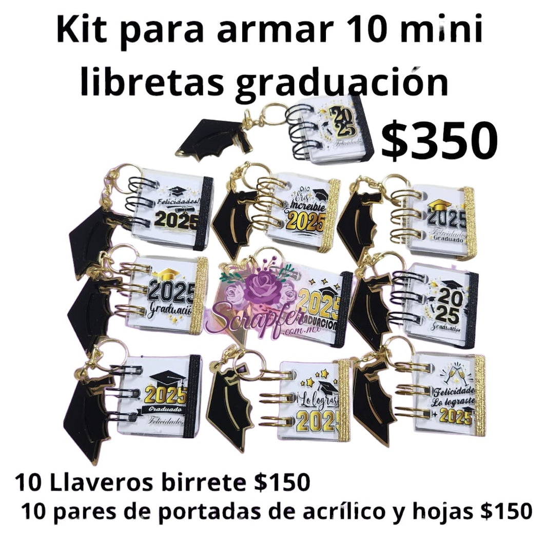 Kit para armar 10 mini libretas de graduación