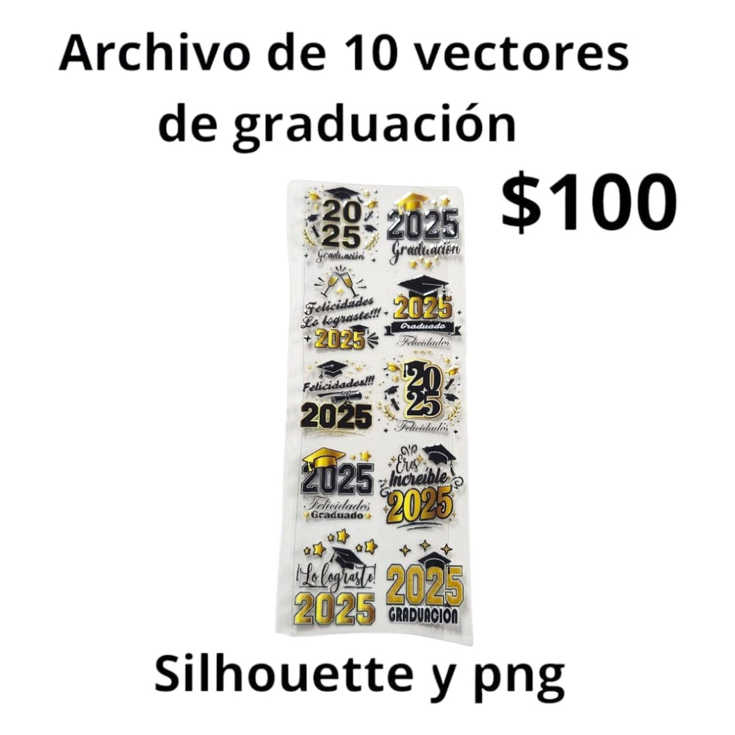 Archivo de 10 vectores de graduación (Silhouette y PNG)