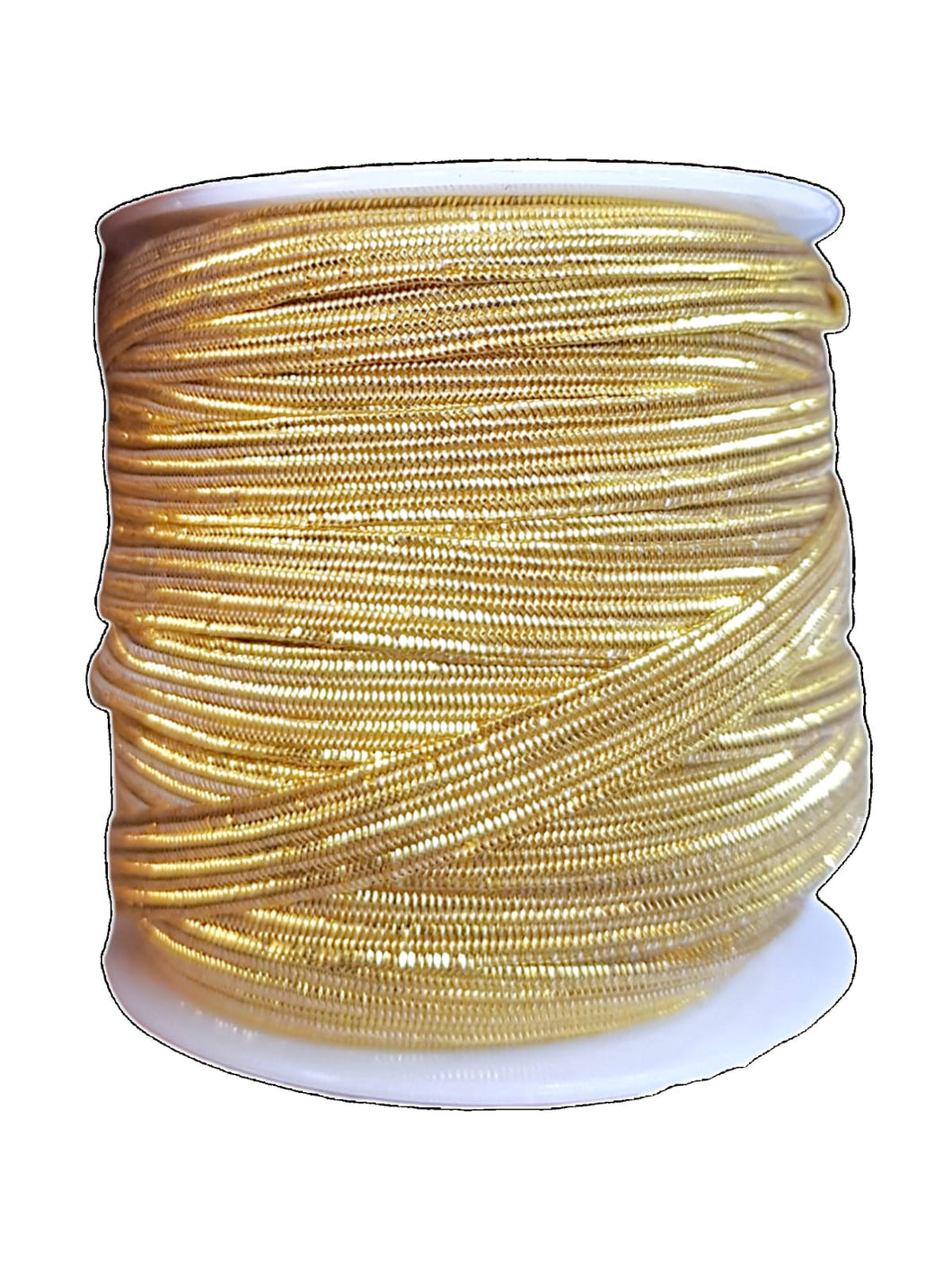 Elástico plano oro PREMIUM acabado metálico 25m (Rollo completo)