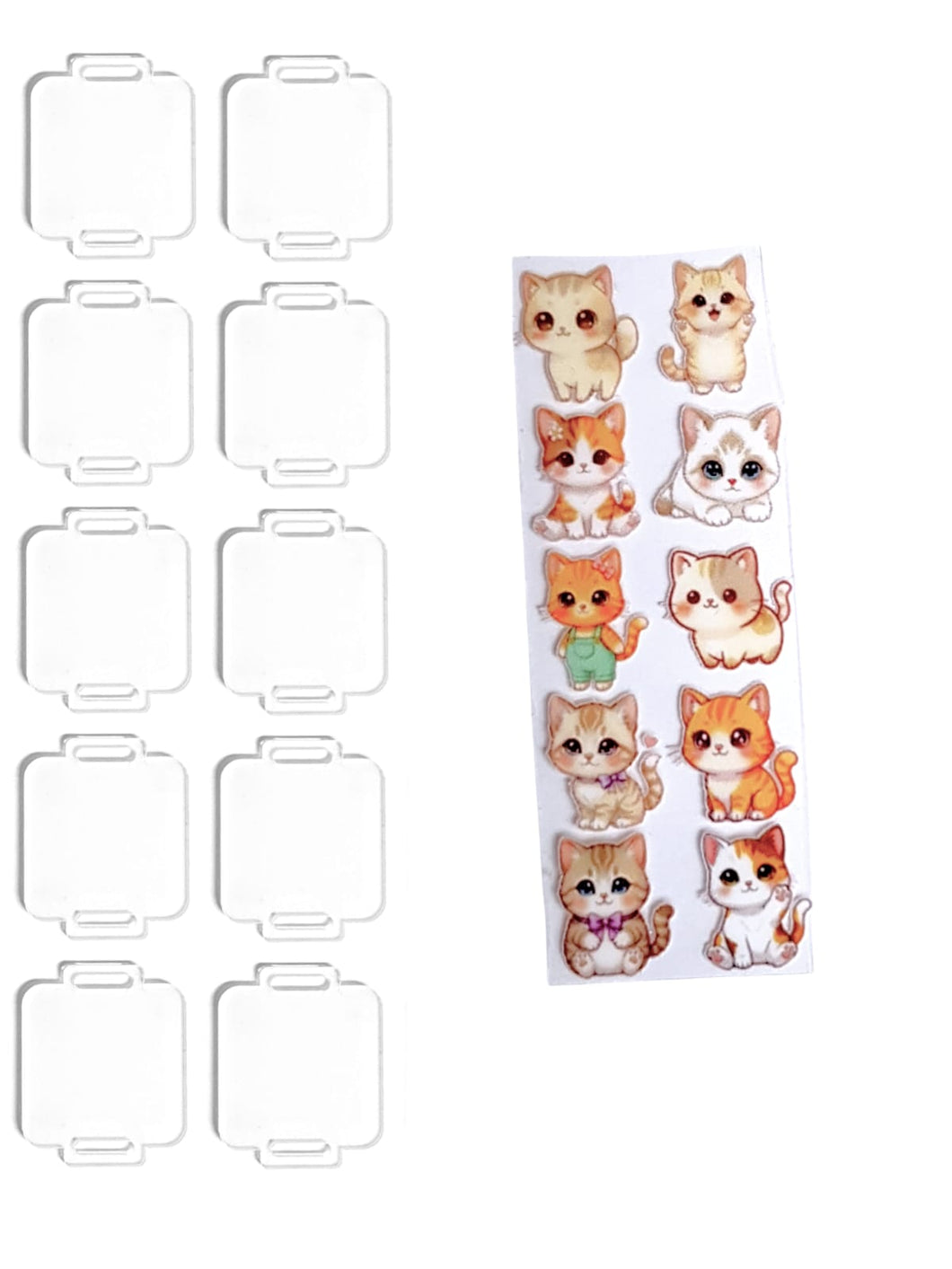 Set de 10 plaquitas de acrílico personalizables estilo gatitos