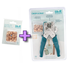 We R Crop-A-Dile Oval Eyelets, 50 pack (DORADOS) + We R Makers Oval Crop-A-Dile Punch and Eyelet Setter