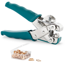 We R Crop-A-Dile Oval Eyelets, 50 pack (DORADOS) + We R Makers Oval Crop-A-Dile Punch and Eyelet Setter