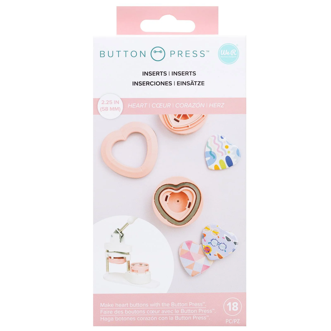 We R Memory Keepers Button Press Insert Corazón 58 mm (18 Piezas)